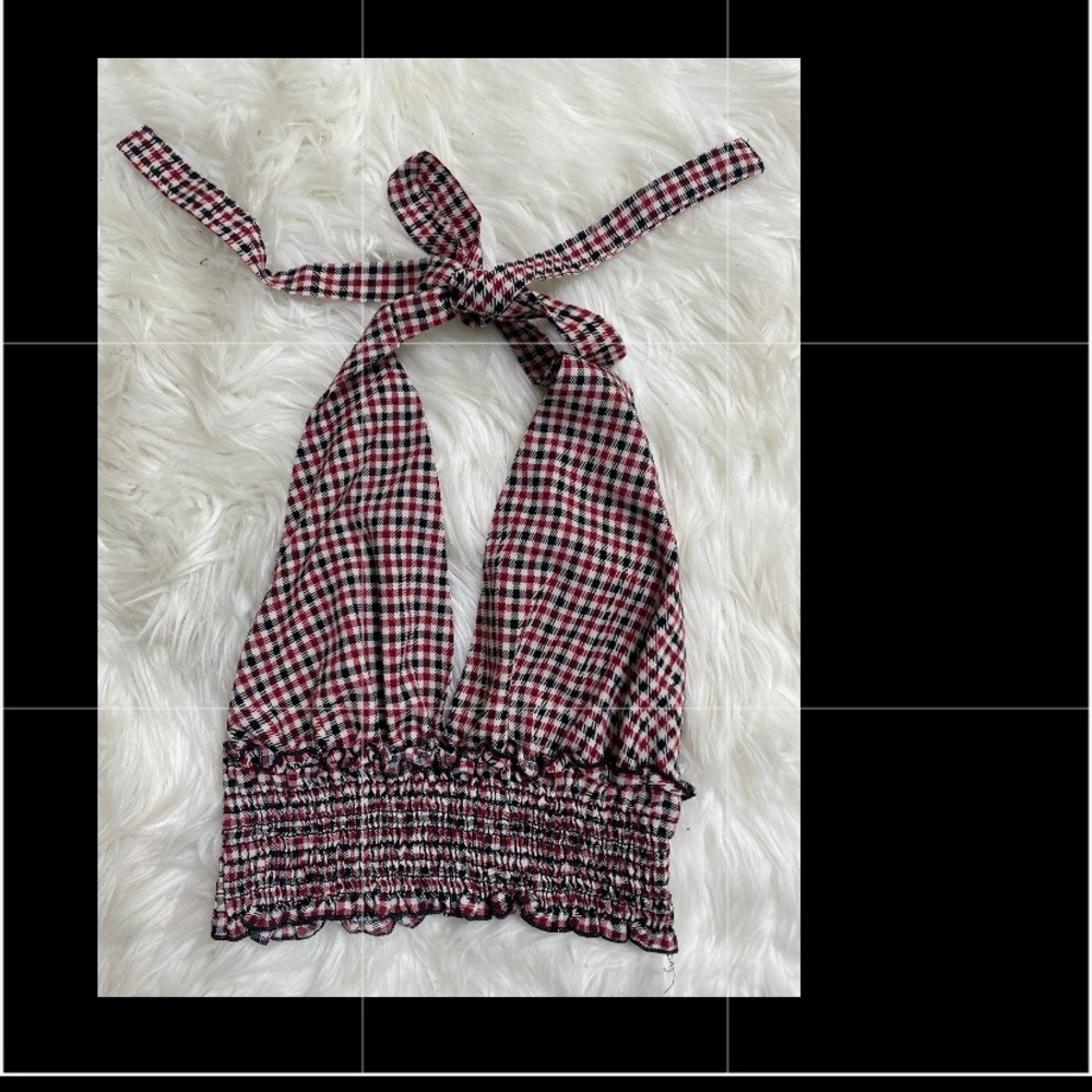 Plaid backless crop top
